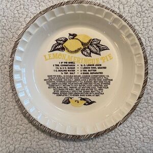 Vintage Lemon Meringue Pie Recipe Plate